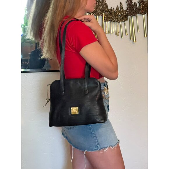 VTG HCL Designer Handcrafted Black Leather Handbag Tote W/Straps - Picture 1 of 14